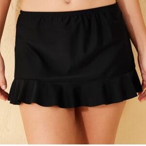 Aqua Green Black Ruffled‎ Mini Skirt Resort Wear Size Large